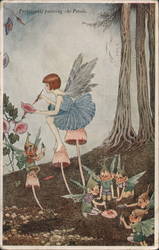 Periwinkle Painting the Petals Fantasy Ida Rentoul Outhwaite Postcard Postcard Postcard