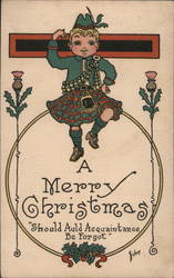 Should Auld Acquaintance Be Forgot - Highland Dancer / Thistle Postcard