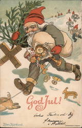 Santa with Sack of Toys and Tree Midwinters Series 3 Postcard