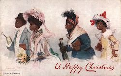 Tuck's Oilette Colored Folks 2723 - A Happy Christmas / Church Parade Postcard