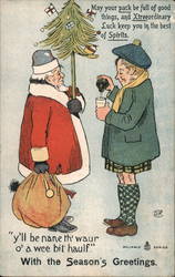 Santa & Scotsman Drinking Reliable Series Postcard