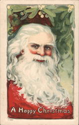 Santa Claus Surrounded by Holly Postcard