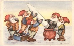 Elves preparing Candle to light Postcard