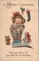 A Child enjoying her toys Postcard