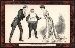 His Christmas Gift - Santa Introduces Man to Beautiful Woman Santa Claus Charles D. Gibson Postcard Postcard Postcard