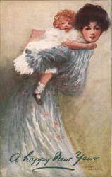A Mother Carrying Her Child on Her Back Postcard