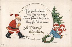 A Merry Christmas Santa Girl Santa Claus H.F. Lehmann Postcard Postcard Postcard