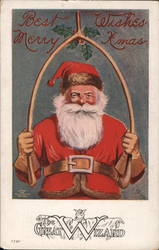 Best Wishes Merry Xmas Santa Postcard