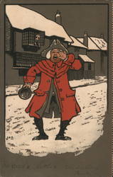 Town Crier in Snow Christmas Count Onfray de Breville (J.O.B.) Postcard Postcard Postcard