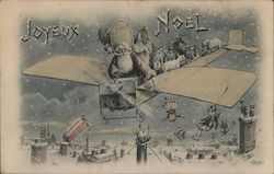 Santa in an Airplane Delivering Presents Postcard