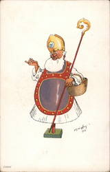 A Priest Holding a Staph Postcard