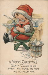 Baby Santa Claus Writing and reading Letters for Big Santa Charles H. Twelvetrees Postcard Postcard Postcard