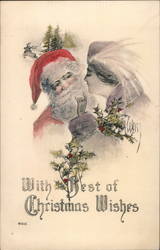 Beautiful Lady Whispering in Santa's Ear Santa Claus Hedwig Weiss Postcard Postcard Postcard