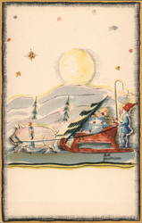 Sleigh Pulled by Xmas Pig Postcard