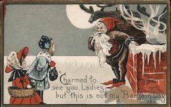 Santa Claus enjoying talking to the ladies Postcard