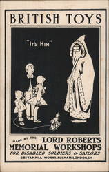 Woodcut Santa "British Toys"  Lord Roberts Memorial Workshops Postcard