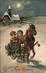 wishing you a merry Christmas horse Postcard