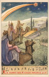Three Kings following North Star to the Manger Postcard