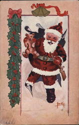 Santa Smiling and Carrying His Pack of Toys Santa Claus Postcard Postcard Postcard