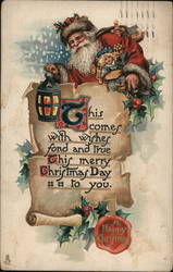 Santa in Red Robes holding a scroll Postcard