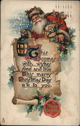 Santa in Red Robes holding a scroll Santa Claus Postcard Postcard Postcard