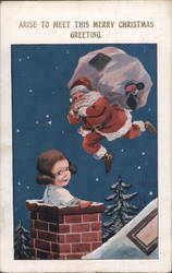 Arise to Meet This Merry Christmas Greeting. Santa Claus Arthur Butcher Postcard Postcard Postcard