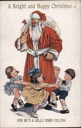 Children Dancing Around Santa Claus Postcard