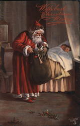 With Best Christmas Wishes Santa Children Postcard