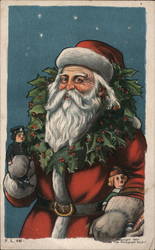 Santa Claus with Wreath Postcard Postcard Postcard
