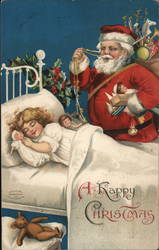 santa in Red Outfit bringing toys to a sleeping child Santa Claus Ellen Clapsaddle Postcard Postcard Postcard