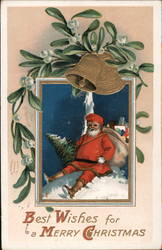 Santa Claus With Tree and Sack of Toys Postcard