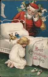 Best Christmas Wishes with Santa & Child Postcard