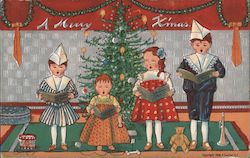 A Merry X'mas children singing Postcard