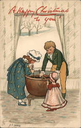 Children Stirring Pot Postcard