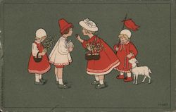 Russian Children in Red Christmas Pauli Ebner Postcard Postcard Postcard