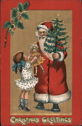Santa gives a little girl a doll Santa Claus Postcard Postcard Postcard