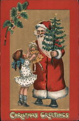 Santa gives a little girl a doll Postcard