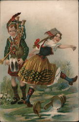 Cartoon Dutch Children Postcard