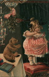 Sweet Little Girl and Teddy Bear Postcard