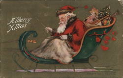 Santa Claus sledding his way to deliver presents Postcard