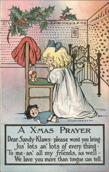 Little Girl Praying to Santa Postcard