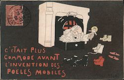 C'etait plus commode avant l'invention des poeles mobiles Postcard