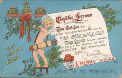 License to Kiss Under the Mistletoe Santa Claus Postcard Postcard Postcard