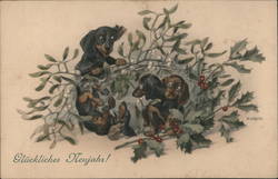 Gluckliches Neujahr! Dachshunds Postcard Postcard Postcard