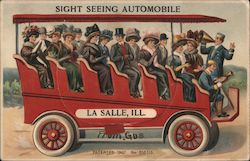 Fancy people in a sight seeing automobile Postcard