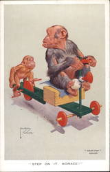 Step on it Horace Monkeys Lawson Wood Postcard Postcard Postcard