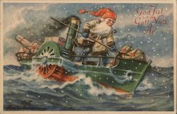 Swedish 1936 God Jul och Gott Nyt Ar Santa Claus Postcard Postcard Postcard