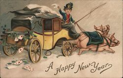 Frohliches Meujahr Pigs Postcard