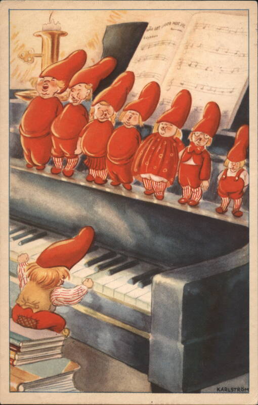 Gnomes Singing and Playing Piano, God Jul Karlström