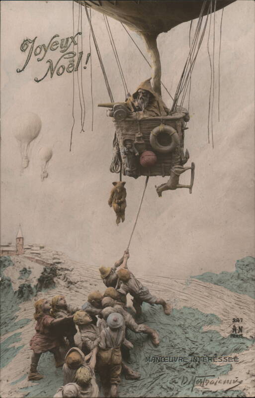 Joyeux Noël! Children Pulling Down Santa's Balloon